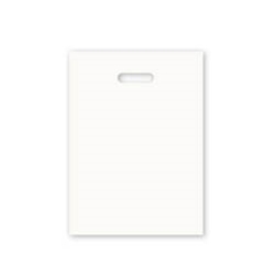Low-Density White Carryout Bags. Die-cut Handle. 1.75 mil thick.