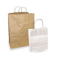 Kraft Paper Shopping Bags- Natural & White